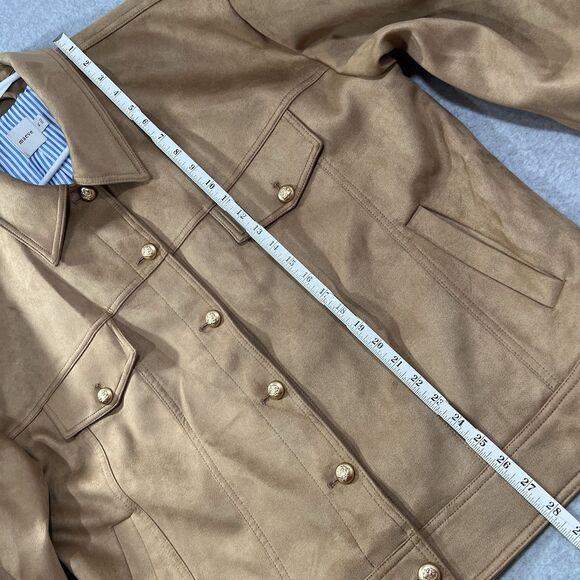 Mauve Vegan Suede Trucker Jacket Womens XL Honey Caramel Gold Buttons - Picture 14 of 16